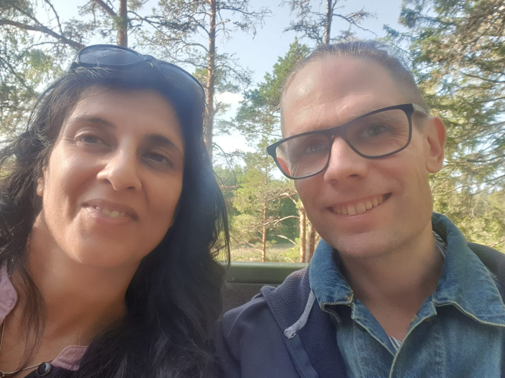 Novita and Wilhelm during a retreat in the Finnish woods