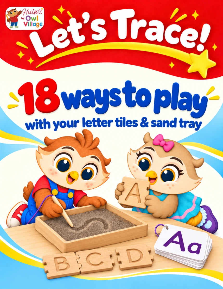 Let's Trace guide for letter tiles and sand tray